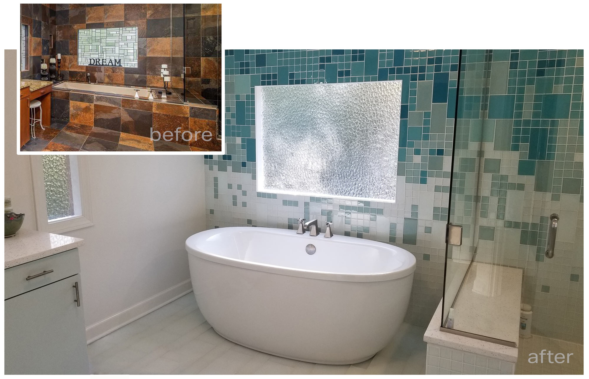 Villi Bathroom Tile - Before and After