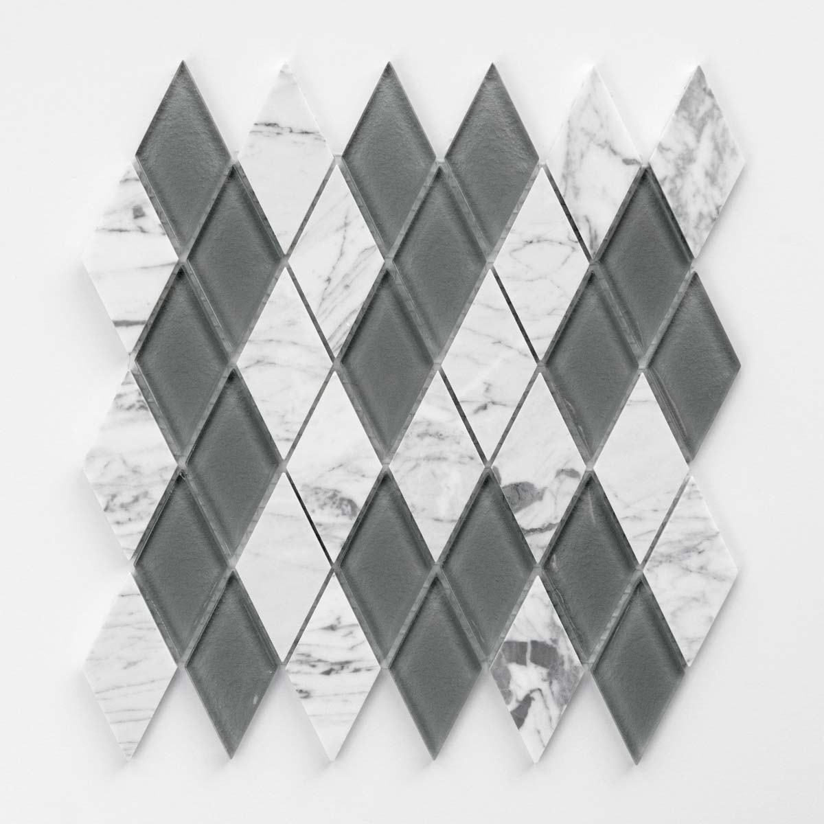 Carrara Marble, Clear Grey -  Glass Diamonds Mix