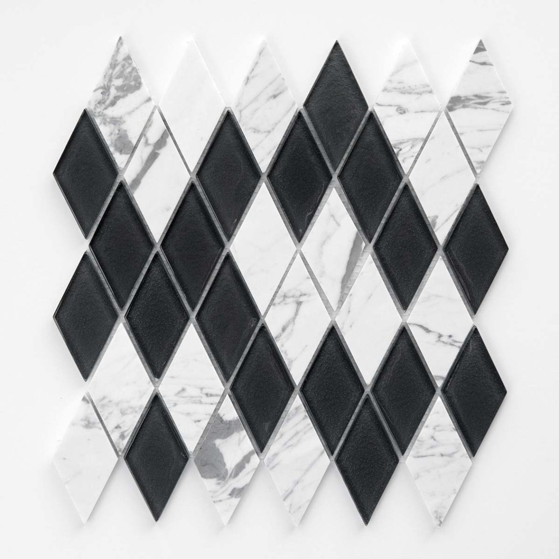 Carrara Marble, Anthracite – Glass Diamonds Mix